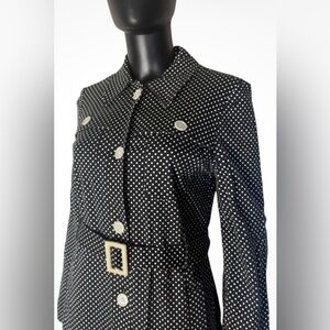 Michael Kors Navy and White Polka Dot trench coat